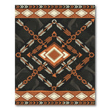 Southwestern Arrow Chain Geometric Rug - Black Rust