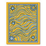 Vibrant Orange Blue Wave Starburst Area Rug