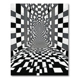 Black White Checkered Tunnel Illusion Area Rug