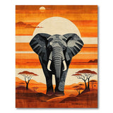 Orange Elephant Savanna Sunset Area Rug