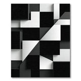 Abstract Black White 3D Geometric Area Rug