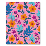 Vibrant Hot Pink Orange Floral Area Rug