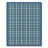 Geometric Modern Navy Blue and Cream Plaid Area Rug