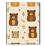 Adorable Cartoon Bear Leaf Pattern Rug