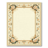 Ornate Peony Floral Border Area Rug