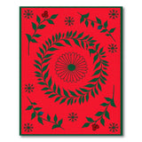 Festive Red Holly Wreath Area Rug with Snowflakes