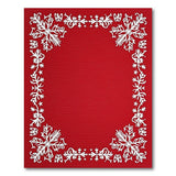 Festive Red Papercut Snowflake Border Rug