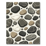Black White Pebble River Rock Area Rug