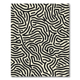 Abstract Black Wavy Lines Area Rug