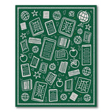 Whimsical Green Kids Rug with Books Globes Apples