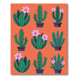 Vibrant Orange Cactus Garden Area Rug