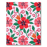 Bold Red Hibiscus Floral Area Rug