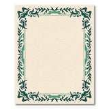 Ornate Green Foliage Border Cream Area Rug
