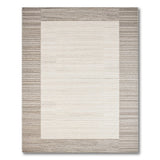 Modern Beige Center Gray Stripe Frame Area Rug