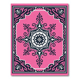 Elegant Pink Persian Area Rug with Ornate Black Motifs