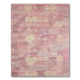 Pink Abstract Hearts Stars Area Rug
