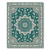 Teal Persian Medallion Area Rug with Floral Motifs