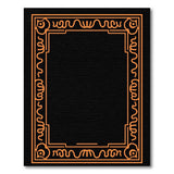 Ornate Orange Swirl Border Black Area Rug