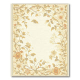 Beige and Neutral Elegant Beige Floral Vine Border Rug