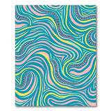 Vibrant Teal Pink Wavy Abstract Area Rug