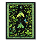 Vibrant Green Insects and Foliage Area Rug