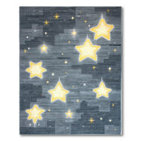 Grey Geometric Area Rug with Yellow Stars