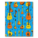 Vibrant Guitar Notes Blue Pattern Area Rug