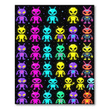 Neon Pixel Aliens Area Rug