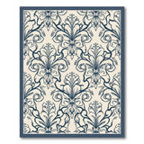 Navy Blue Floral Swirl Vintage Area Rug