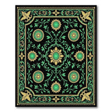 Green Emerald Green Gold Floral Persian Rug