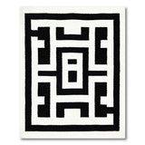 Black White Geometric Maze Labyrinth Area Rug