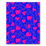 Playful Pink Hearts on Blue Area Rug