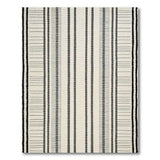 Black White Vertical Stripe Fringed Area Rug