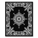 Ornate Black White Persian Mandala Black and White Rug
