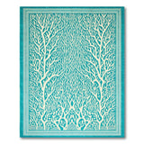 ODIKA Teal & White Coral Pattern Washable Area Rug - Low Pile Non-Slip Rug