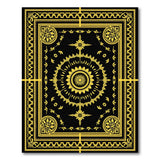 Gold and Silver Opulent Gold Medallion Black Area Rug