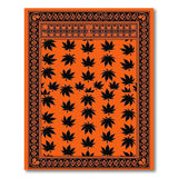 Vibrant Orange Maple Leaf Tribal Border Rug