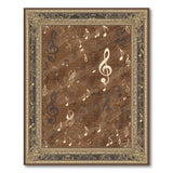 Vintage Musical Notes Brown Area Rug