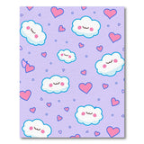 Kawaii Smiley Clouds Hearts Purple Area Rug