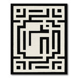 Geometric Modern Black White Geometric Maze Labyrinth Area Rug