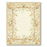 ODIKA Vintage Cream Floral Washable Area Rug - Low Pile Non-Slip Traditional Border Carpet