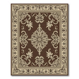Ornate Floral Medallion Brown Area Rug