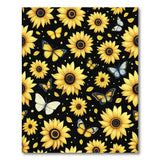 Sunflower Butterfly Black Area Rug