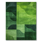 Green Vibrant Green Wave Geometric Area Rug