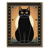 Mystical Black Cat Moon Ornate Area Rug
