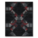 Modern Black Red Geometric Dot Area Rug
