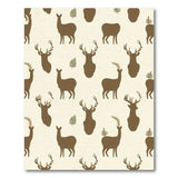 Brown Deer Silhouette Fern Pattern Area Rug
