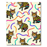 Playful Cartoon Striped Cats Pattern Area Rug