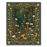 Floral Vintage Enchanted Mushroom Forest Area Rug