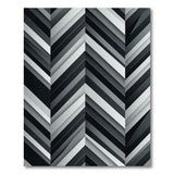 Layered Black White Chevron Geometric Rug